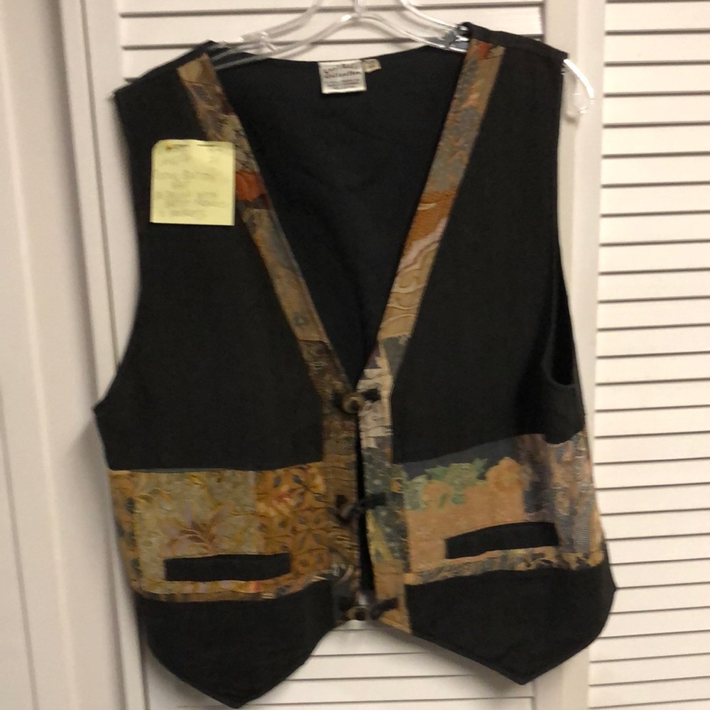 Bali vest batik fabric details and coin buttons